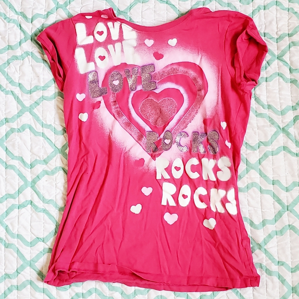Kids pink "Love rocks!" Shirt